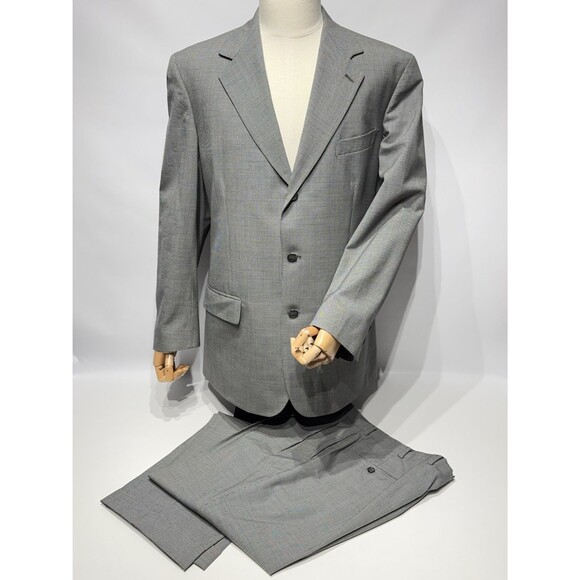 VTG 90s Brooks Brothers 3-Button Suit USA Gray Micro Houndstooth Wool Men’s 41L - Picture 1 of 16